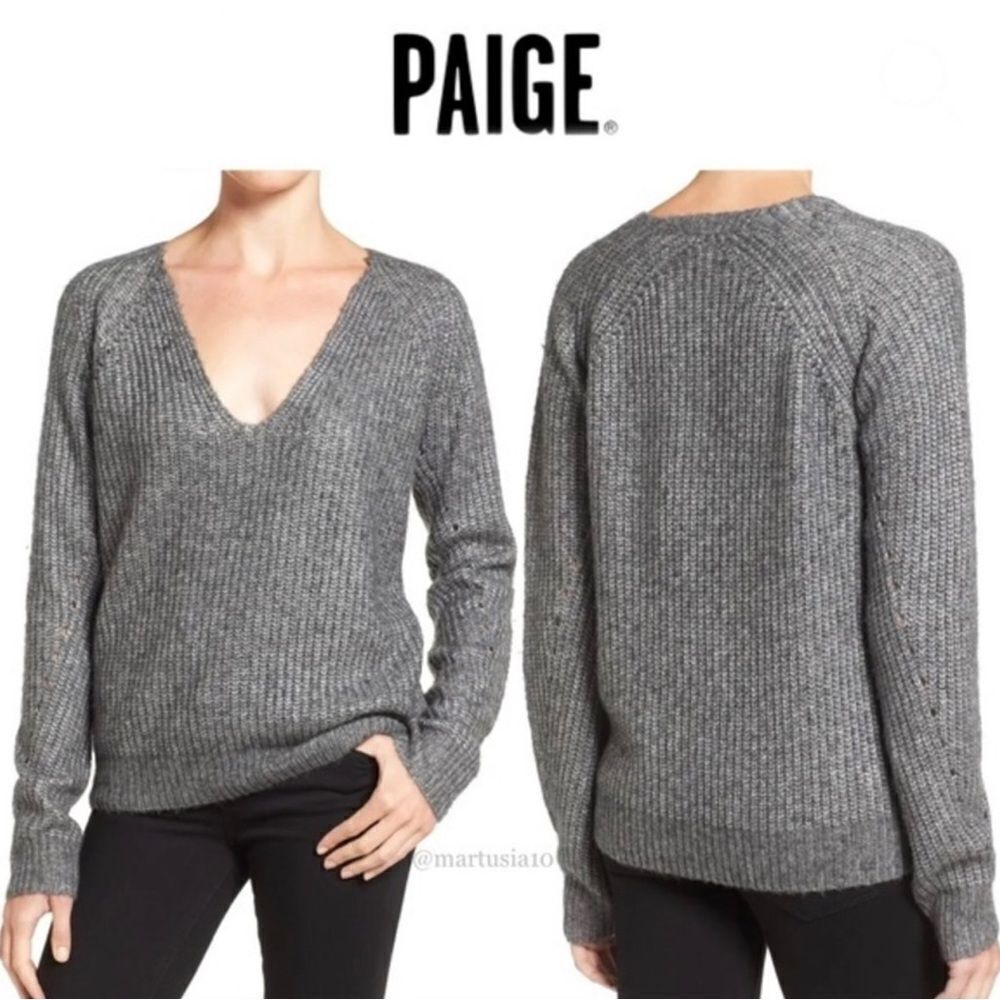 PAIGE Richelle Rib Knit Gray Sweater, Size M